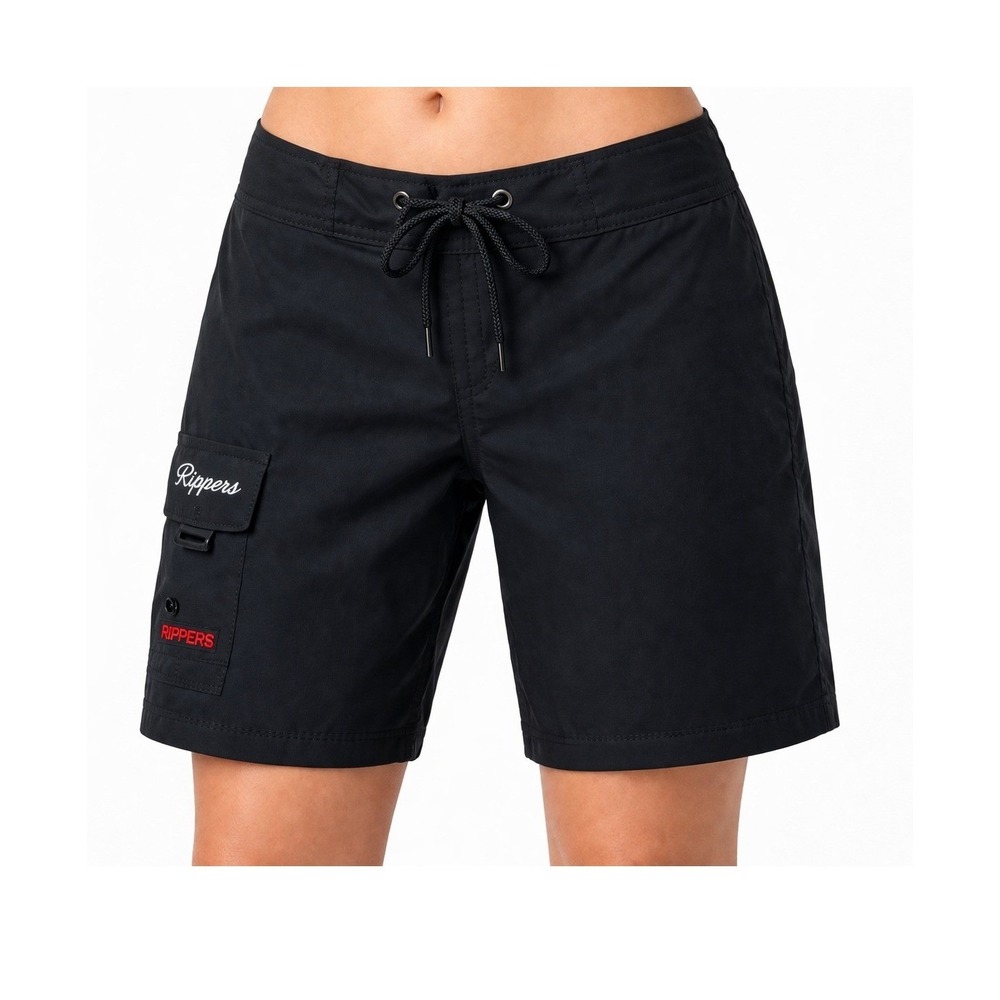 Maui Rippers Womens Board Shorts Black Size 12 Stretch Cargo Pocket Surf Swim